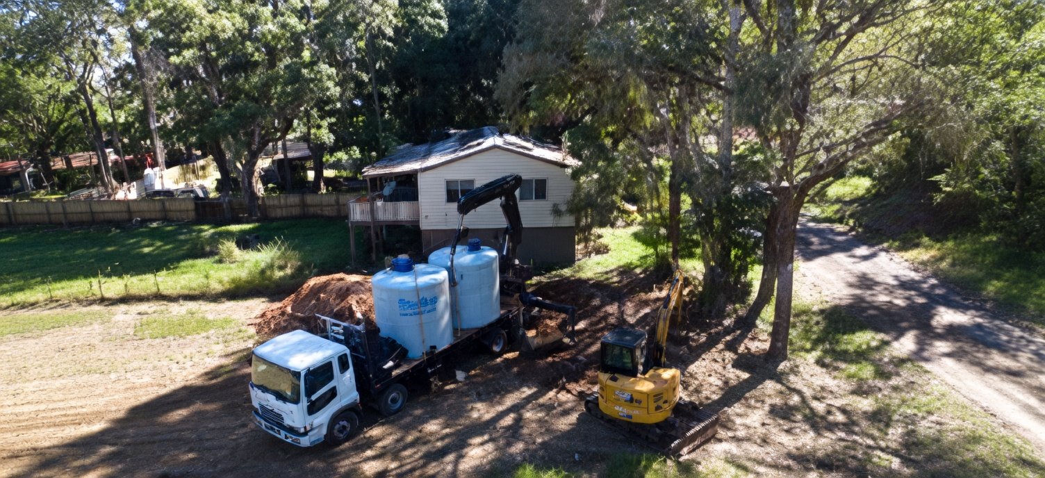Septic tanks delivered for installation on the Macleay Island property