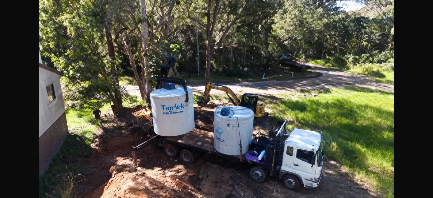 Septic tanks being positioned on the Macleay Island property
